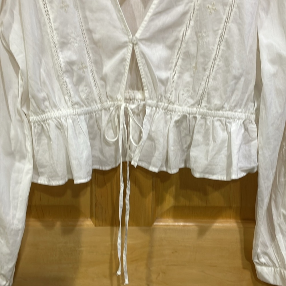 Zara white gauze long sleeve top size XL new with tag - Picture 6 of 16